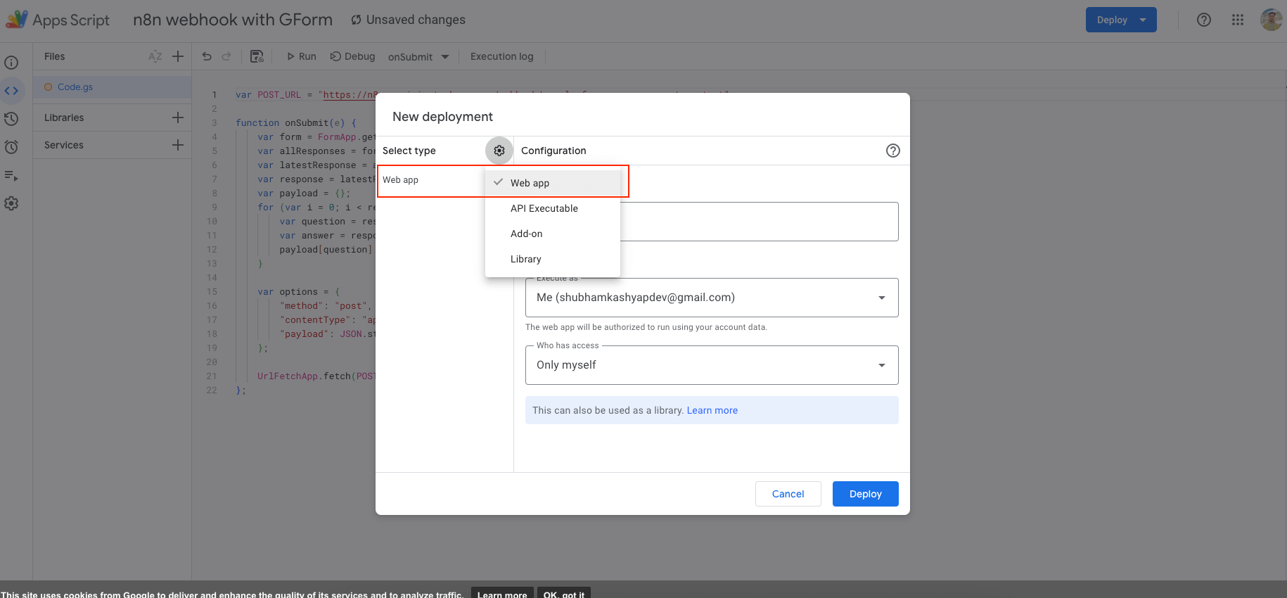 Deploy as web app